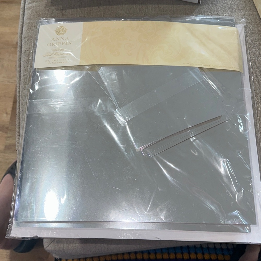 Anna Griffin Shiny Foil Cardstock Silver 12x12 5x7 72 total sheets NEW